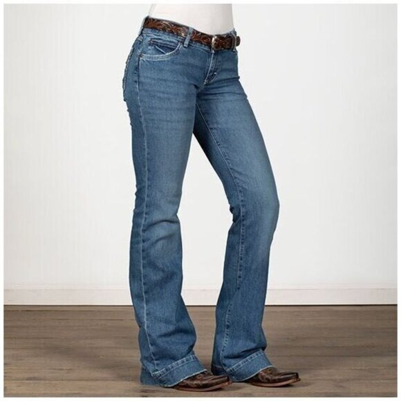 Wrangler Retro Sadie Low Rise Bootcut Trouser Jeans Size 28x34 Medium Wash - Picture 1 of 5
